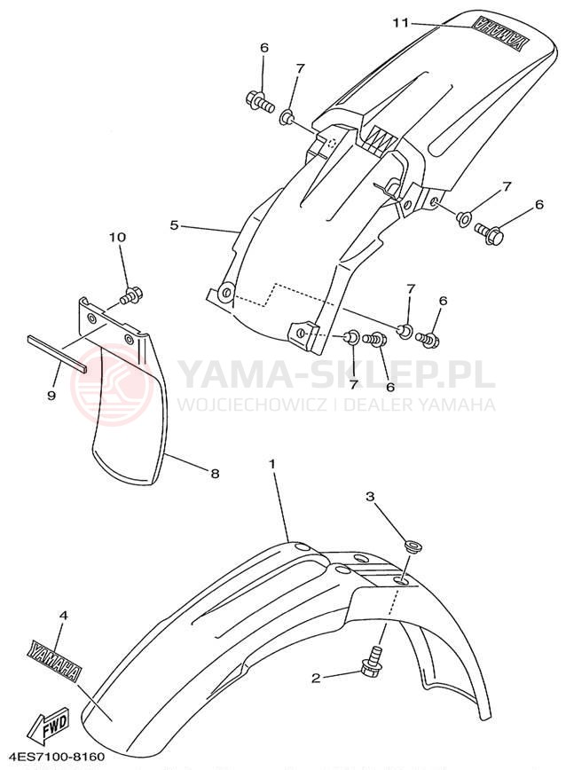 Schemat "błotnik" do Yamaha YZ80 YZ80L