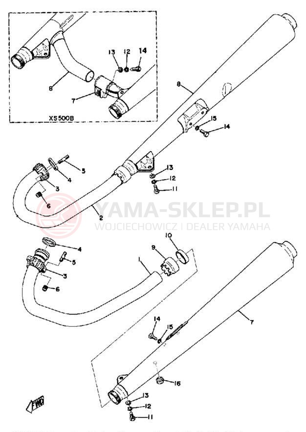 Schemat "Wydech końcowy" do Yamaha TX500A