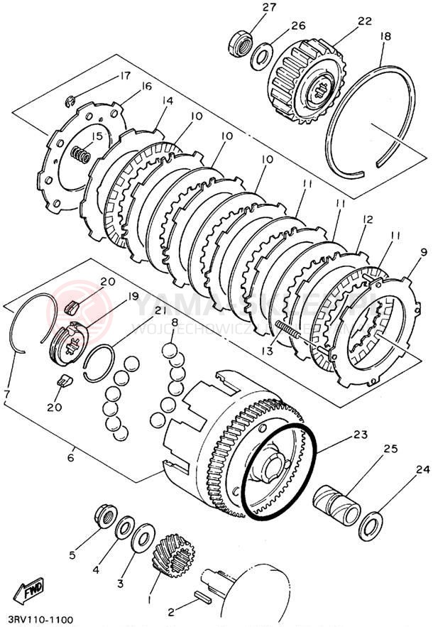 Schemat "sprzęgło" do Yamaha Y-ZINGER PW80G