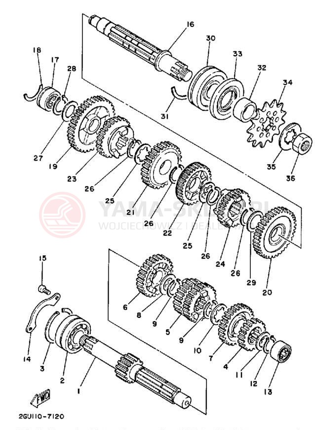 Schemat "Skrzynia biegów " do Yamaha YFZ350T