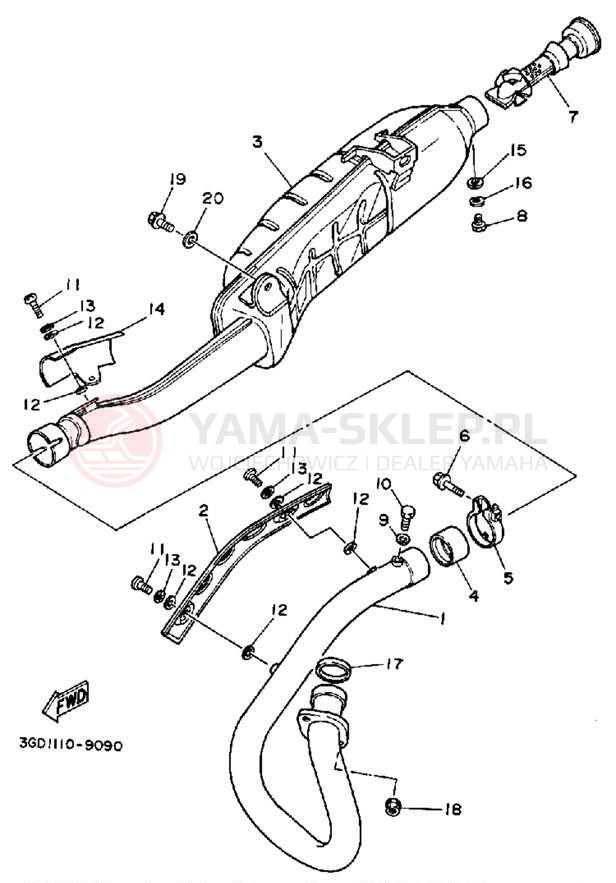 Schemat "Wydech końcowy" do Yamaha WARRIOR YFM350XA
