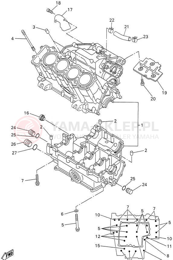 Schemat "Obudowa silnika" do Yamaha FZ1 FZS1000N/FZS1000NC