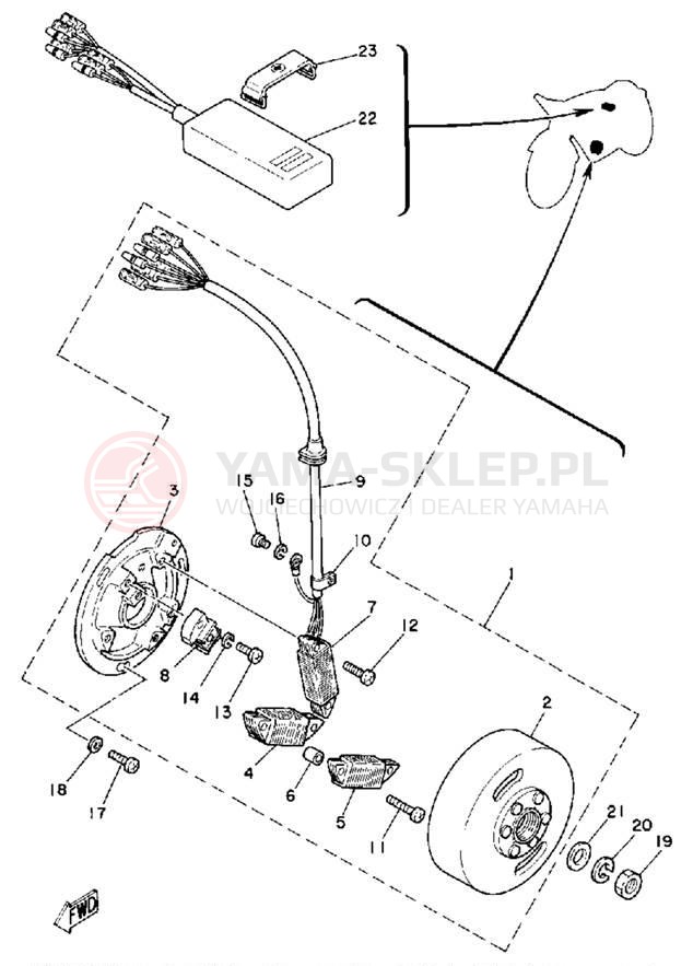 Schemat "Moduł zapłonowy - cewka" do Yamaha IT250G