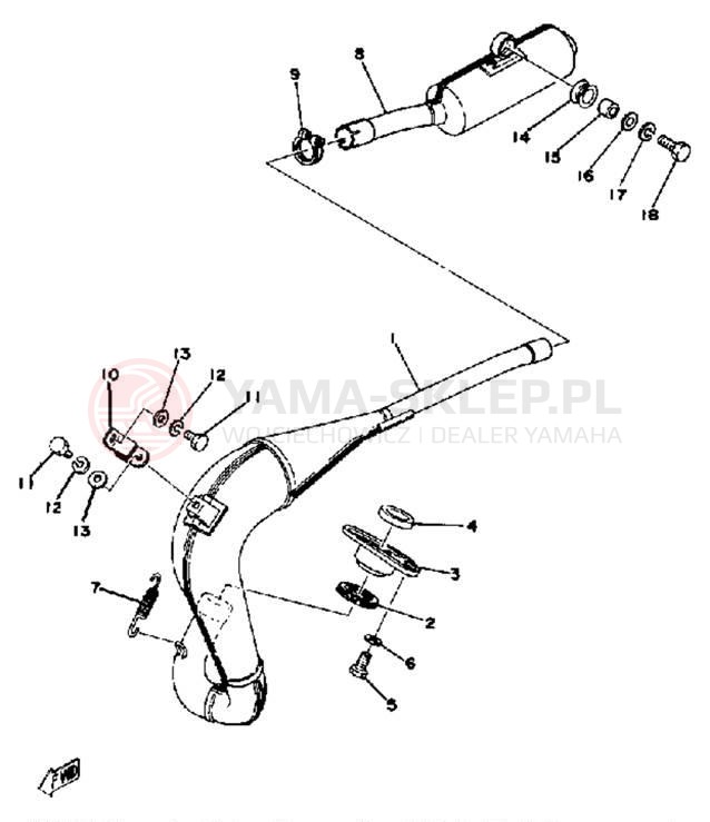 Schemat "Wydech końcowy" do Yamaha YZ100D