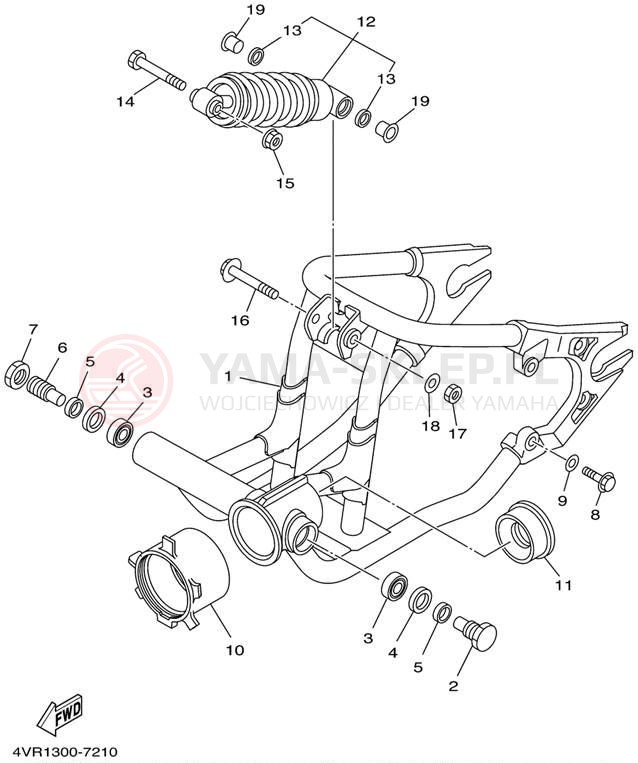 Schemat "wahacz, zawieszenie tył" do Yamaha V-STAR CUSTOM XVS650PC/XVS650P