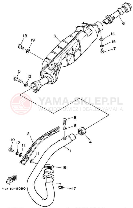 Schemat "Wydech końcowy" do Yamaha BIG BEAR 4WD YFM350FWA