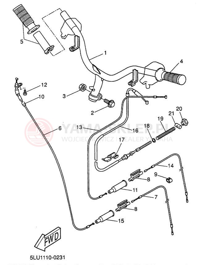 Schemat "Kierownica i osprzęt" do Yamaha ZUMA II CW50N