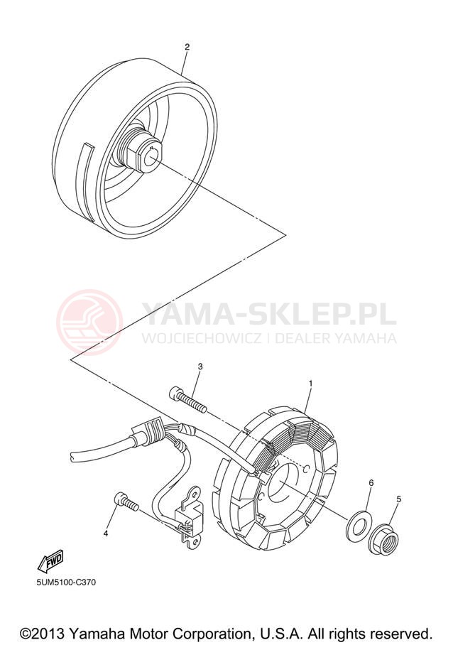 Schemat "prądnica" do Yamaha WR250FX WR250FX