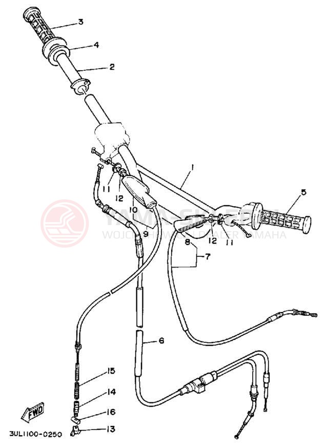 Schemat "Kierownica i osprzęt" do Yamaha RT100A
