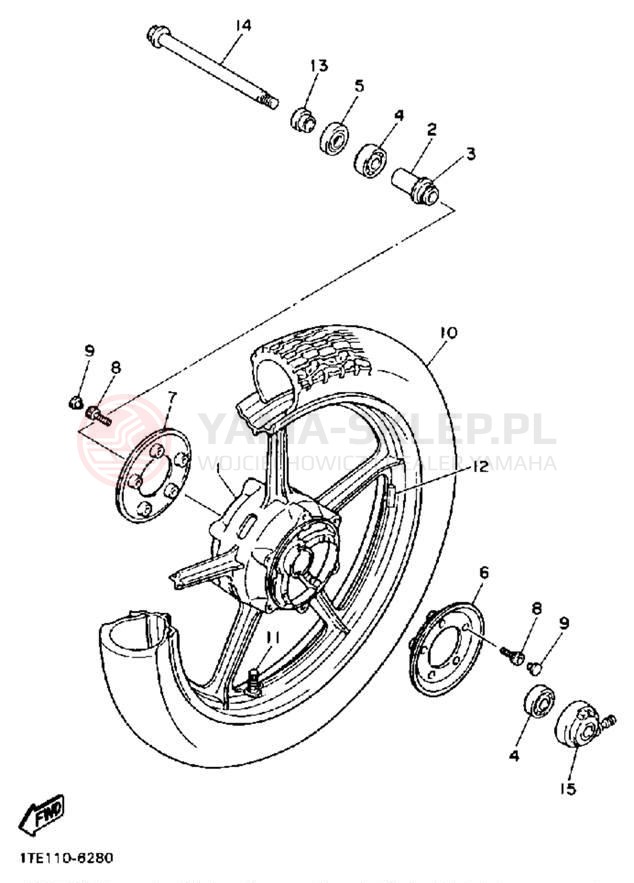 Schemat "Koło przód" do Yamaha VIRAGO 1100 XV1100AC/XV1100A
