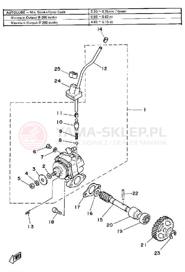 Schemat "Pompa olejowa" do Yamaha MX100G