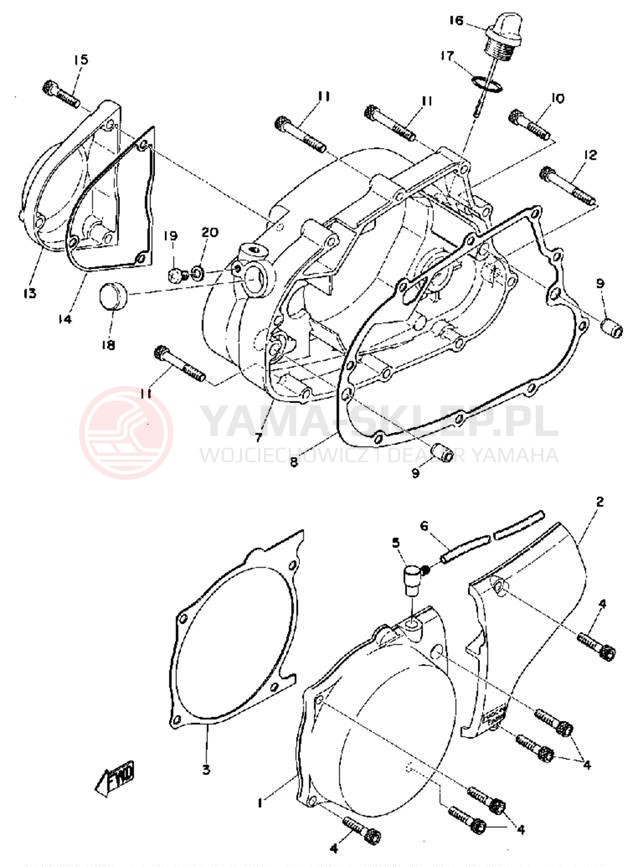 Schemat "Pokrywa silnika" do Yamaha MX100A