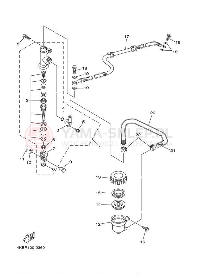 Schemat "Pompa hamulcowa tył" do Yamaha WOLVERINE YFM35FXT