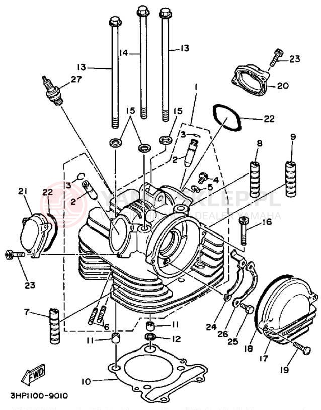 Schemat "głowica" do Yamaha BIG BEAR 4WD YFM350FWW