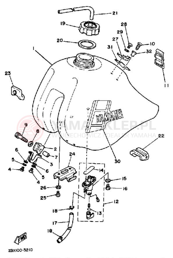Schemat "zbiornik paliwa" do Yamaha YZ490 YZ490K