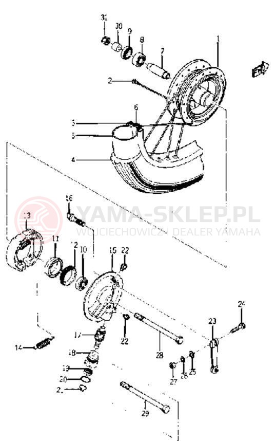Schemat "Koło przód" do Yamaha YJ2S/YJ1K