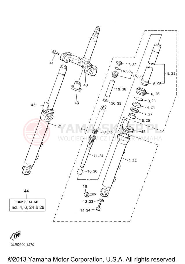 Schemat "Amortyzatory przód" do Yamaha V-MAX VMX12VC/VMX12V