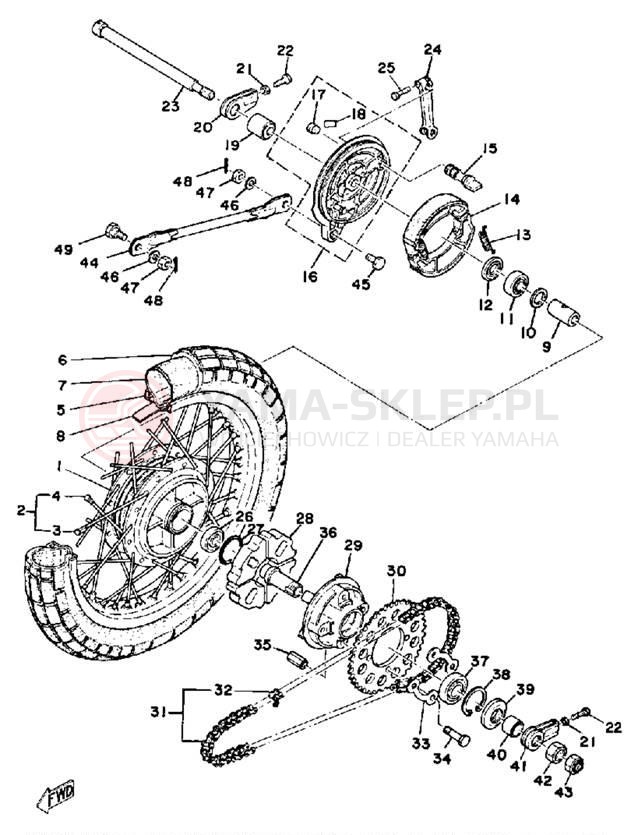 Schemat "Koło tył" do Yamaha DT100C