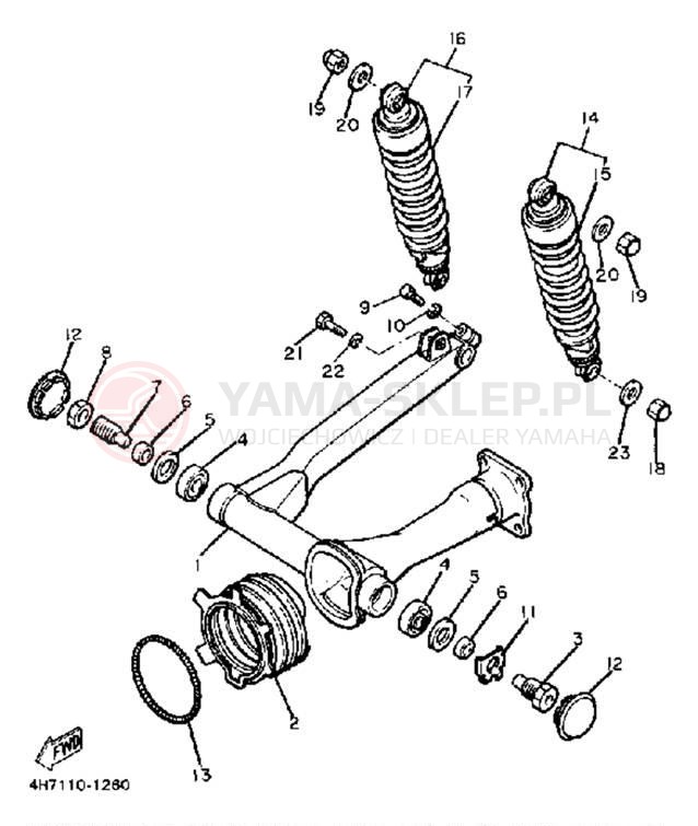 Schemat "wahacz, zawieszenie tył" do Yamaha XJ650K