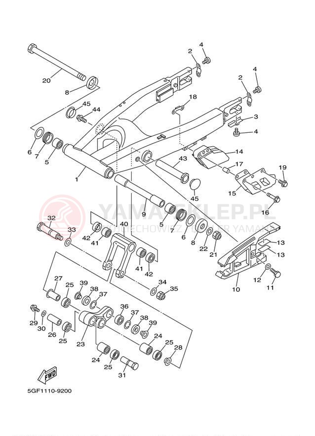 Schemat "wahacz" do Yamaha TTR250 TTR250M/TTR250MC