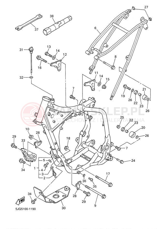 Schemat "rama" do Yamaha YZ426F YZ426FP