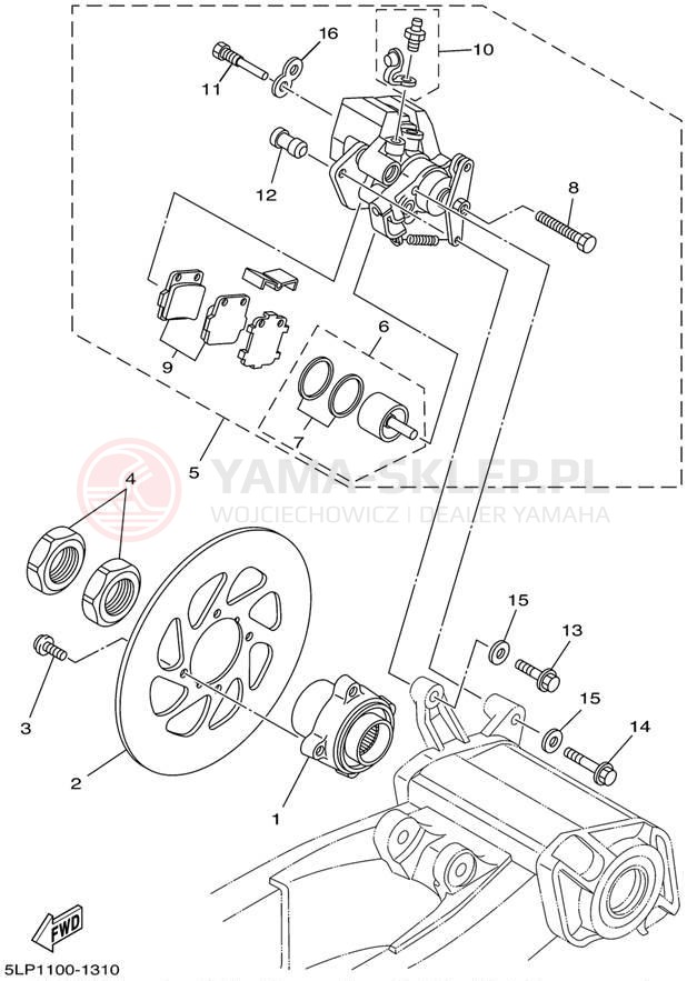 Schemat "Zacisk hamulcowy tylny" do Yamaha 660R RAPTOR YFM660RN/YFM660RNC