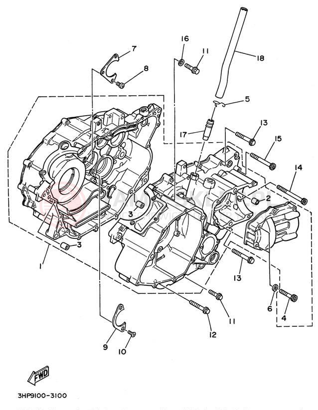 Schemat "Obudowa silnika" do Yamaha BIG BEAR 4WD YFM350FWH_