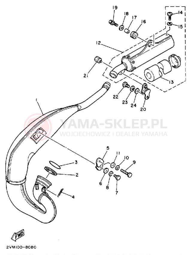 Schemat "Wydech końcowy" do Yamaha YZ250U