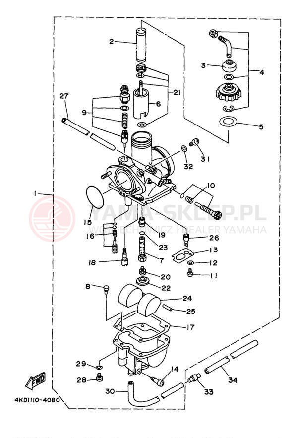 Schemat "Gaźnik" do Yamaha TIMBERWOLF 4WD YFB250FWJ