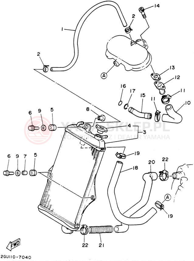 Schemat "Układ chlodzenia" do Yamaha BANSHEE YFZ350F