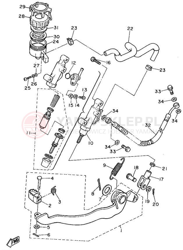 Schemat "Pompa hamulcowa tył" do Yamaha XT600EF/XT600EFC