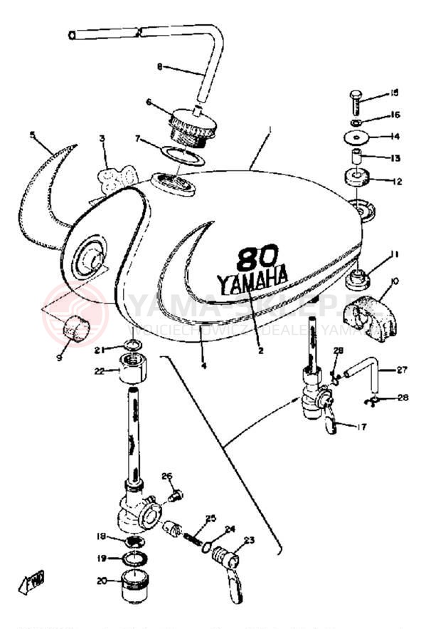 Schemat "zbiornik paliwa" do Yamaha YZ80C