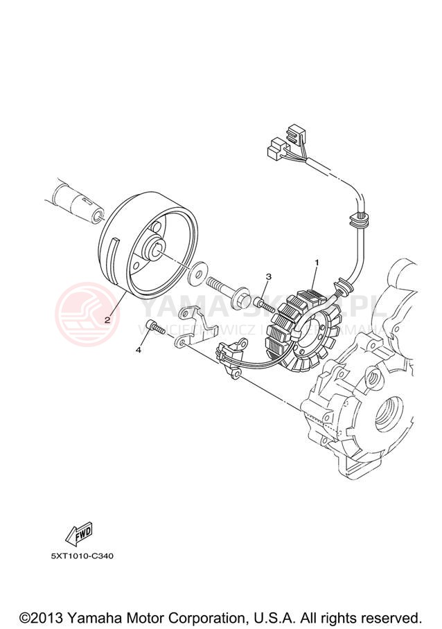 Schemat "prądnica" do Yamaha XT250 XT250X/XT250XC