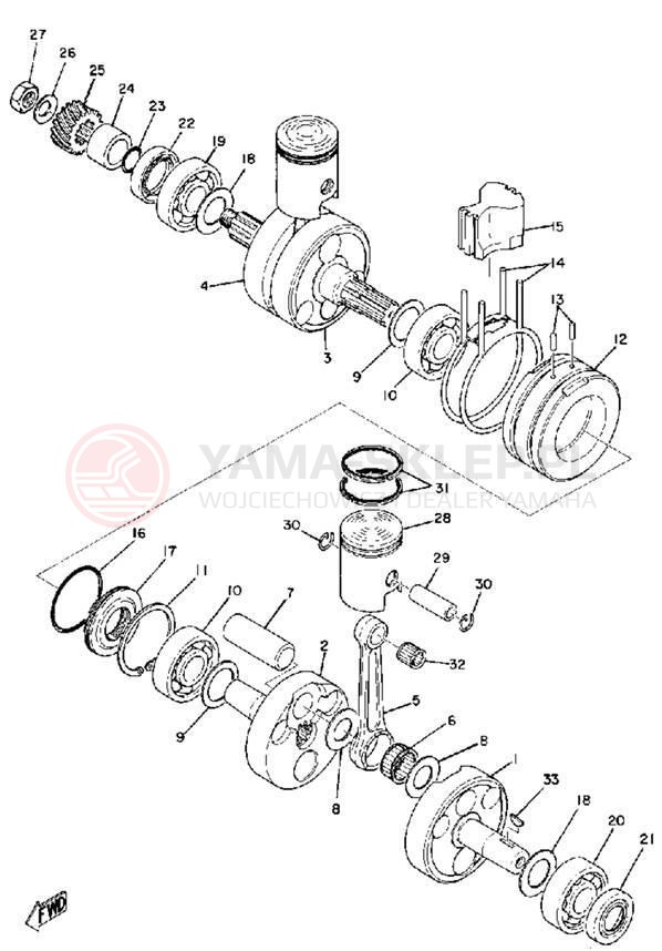 Schemat "Wał korbowy, tłok" do Yamaha CS5