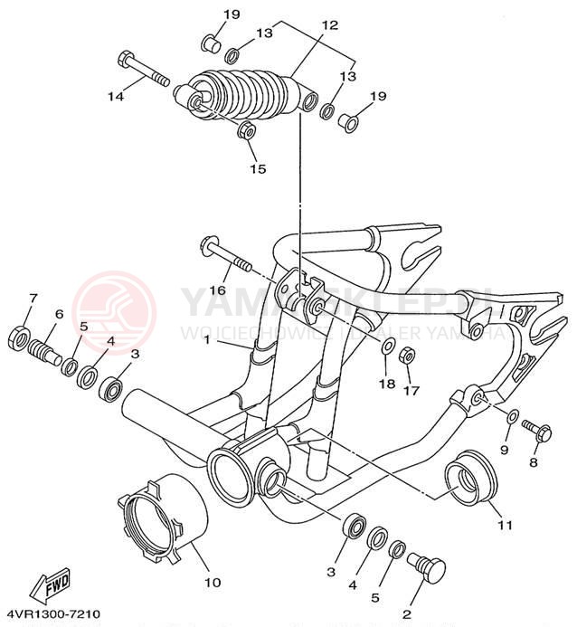 Schemat "wahacz, zawieszenie tył" do Yamaha V-STAR CUSTOM XVS650KC/XVS650K
