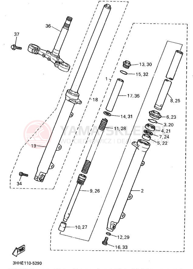 Schemat "Amortyzatory przód" do Yamaha FZR600RG/FZR600RGC