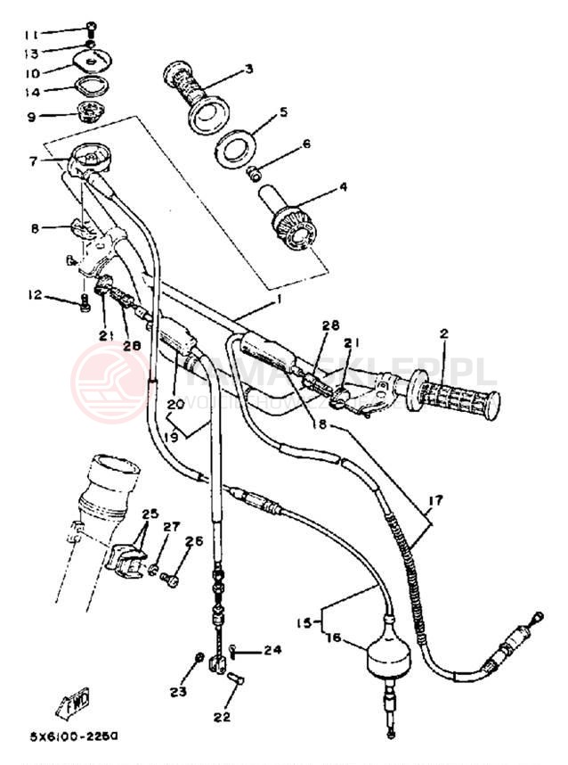Schemat "Kierownica i osprzęt" do Yamaha YZ490J