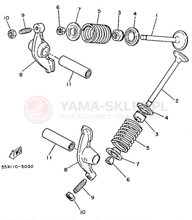 Schemat "zawory" do Yamaha BADGER YFM80T