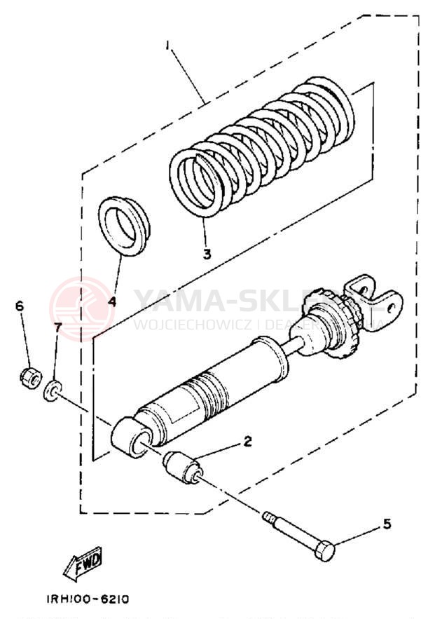 Schemat "zawieszenie tył" do Yamaha TT225T