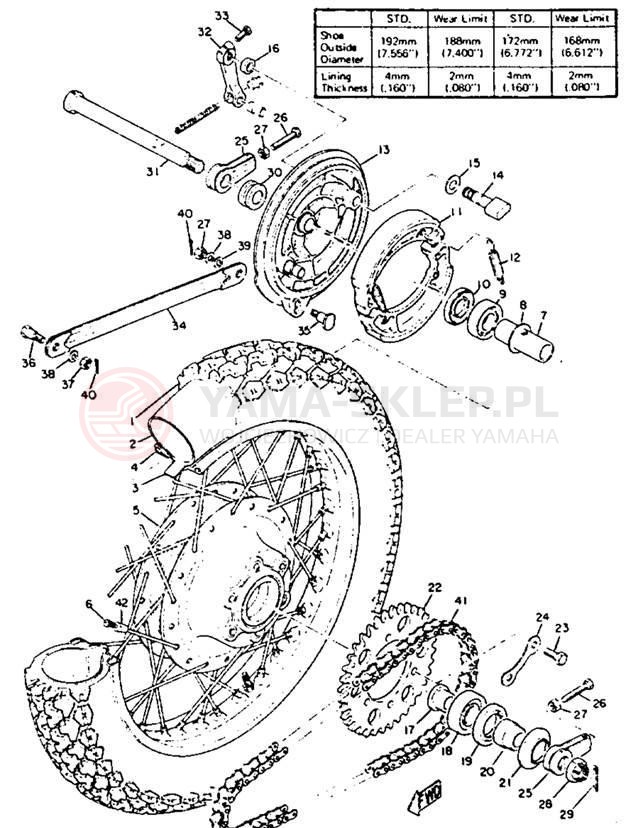 Schemat "Koło tył" do Yamaha XS1B