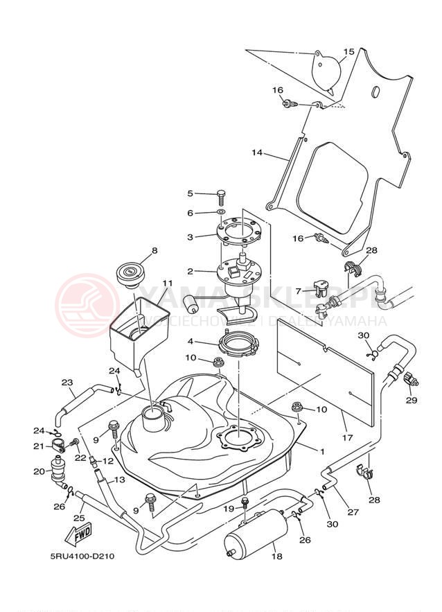 Schemat "zbiornik paliwa" do Yamaha MAJESTY YP400T