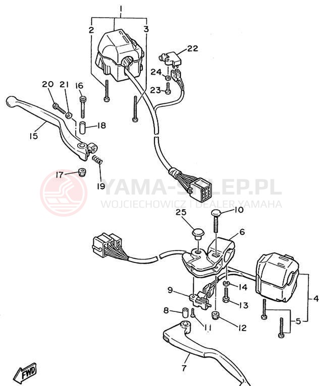 Schemat "Kierownica i osprzęt" do Yamaha FZR600RLC/FZR600RL