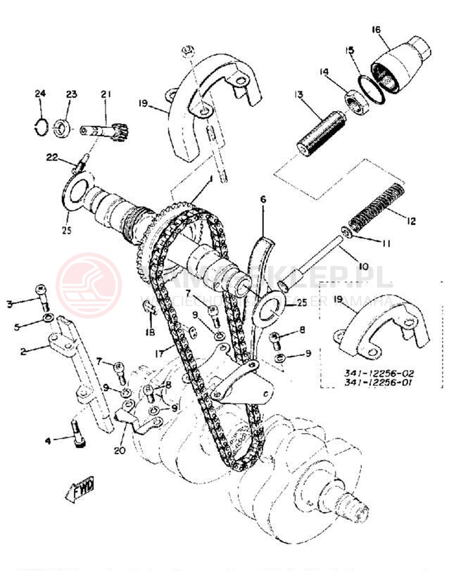 Schemat "Rozrząd - napinacz" do Yamaha TX750A