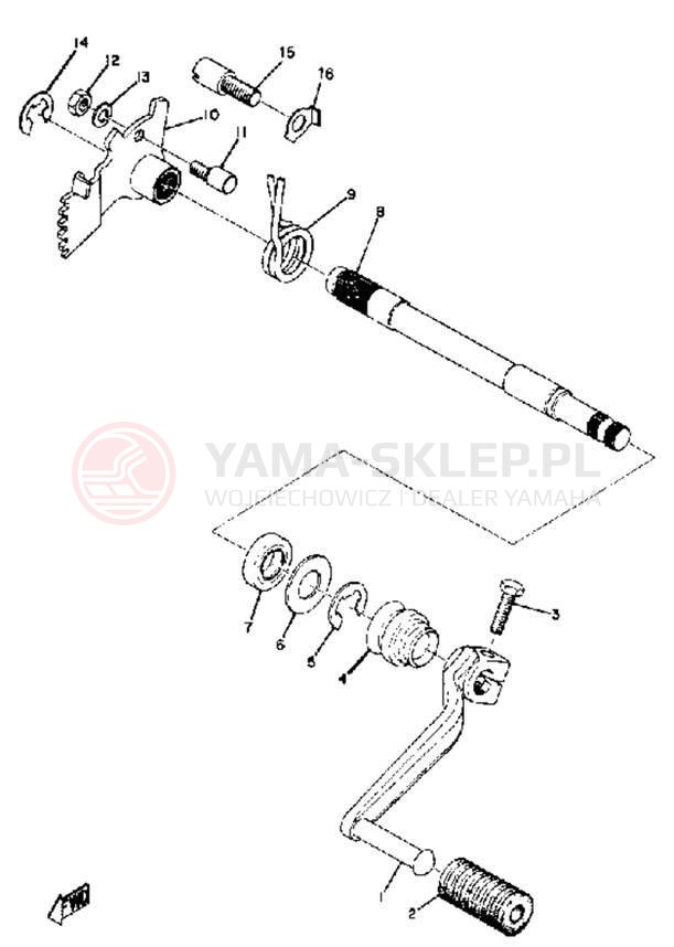 Schemat "Dźwignia zmiany biegów, wałek" do Yamaha SC500