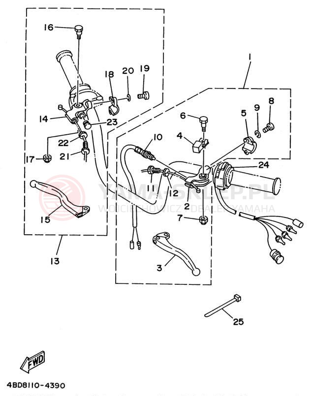 Schemat "Kierownica i osprzęt" do Yamaha YFB250H_MN/YFB250UH_M