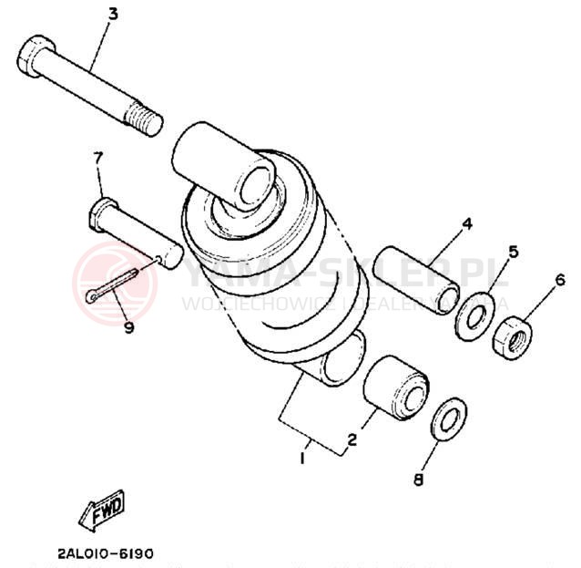 Schemat "zawieszenie tył" do Yamaha YSR50T