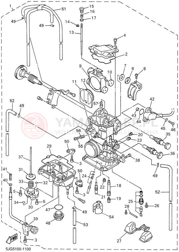 Schemat "Gaźnik" do Yamaha YZ426 YZ426FN