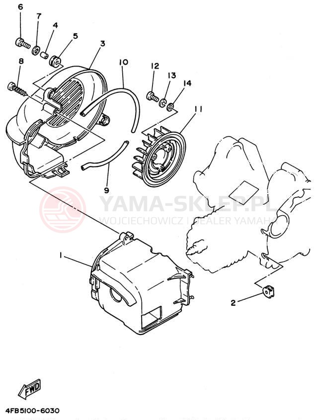 Schemat "Obudowa wentylatora" do Yamaha JOG CY50J