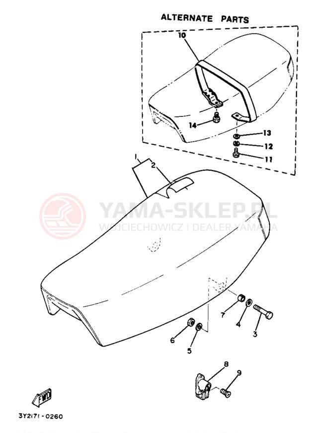 Schemat "siedzenie" do Yamaha XT250J