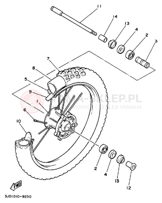 Schemat "Koło przód" do Yamaha YZ125A